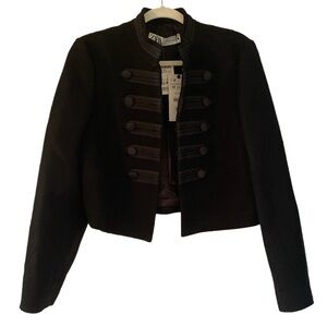 Zara Black Wool Blazer with Ornate Braiding
